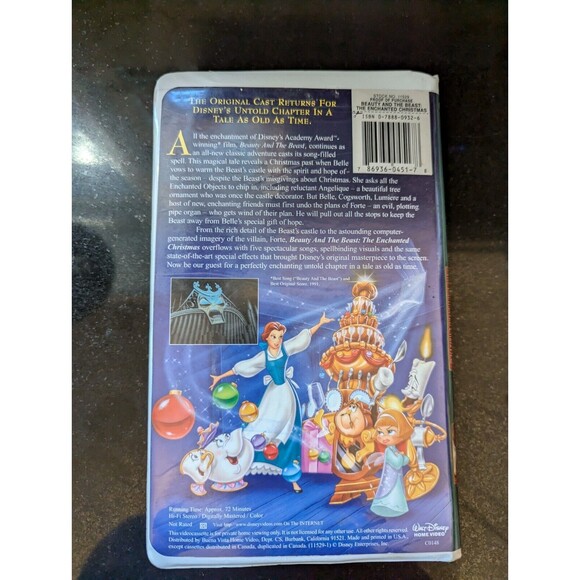WALT DISNEY ~ BEAUTY AND THE BEAST - THE ENCHANTED CHRISTMAS VHS CLAMSHELL - Picture 3 of 11